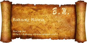 Baksay Minna névjegykártya